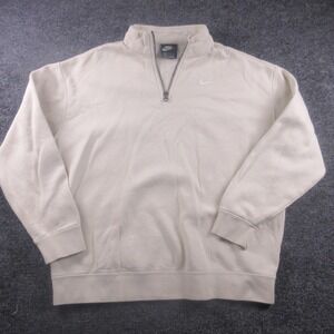 Nike Sweatshirt Mens XS Beige 1/4 Zip Mock Neck Fleece Swoosh DC5424-113